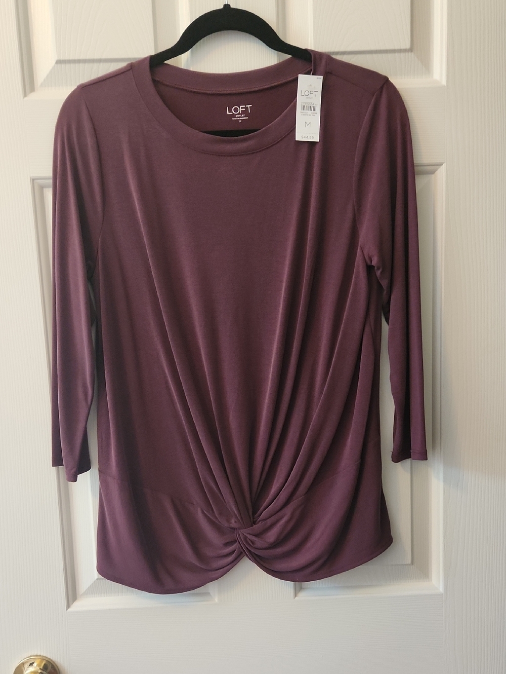 LOFT NWT Women's Twist-Front 3/4-Sleeve Top - Mauve